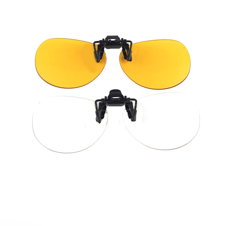 Clip per occhiali anti-luce blu + visione notturna | Forma da aviatore